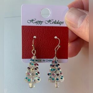 NWT Faux Crystal and Rhinestone Christmas Tree Earrings